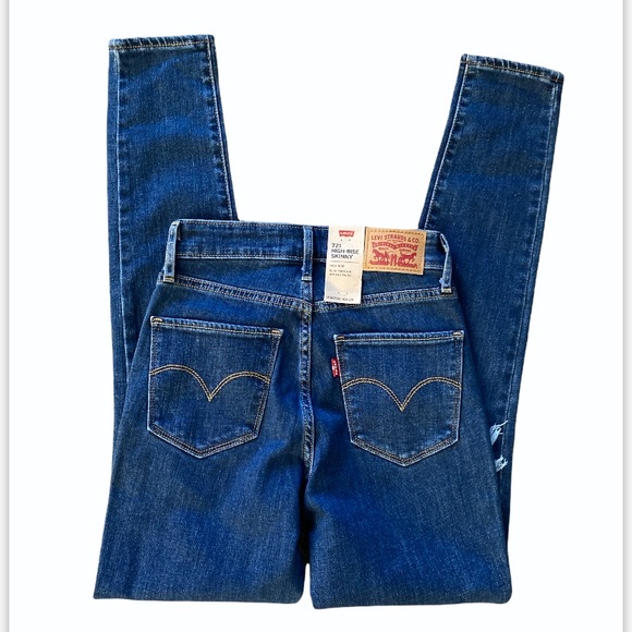 NWT Levis 721 High Rise Skinny Jeans Distressed 24/L30 - Picture 8 of 8